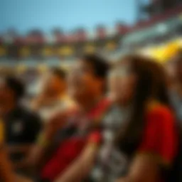 A vibrant scene of fans watching the Asian Cup match intensely