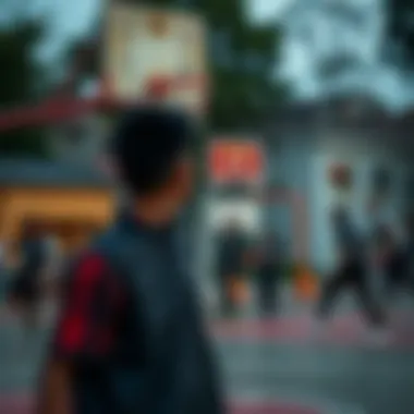 Local Basketball Culture A community basketball court bustling with local players