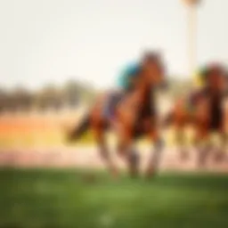 Thoroughbred racehorse galloping on a track